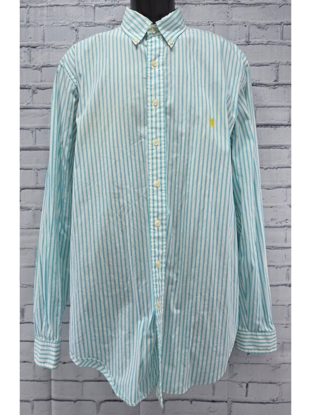 Ralph Lauren Mens Blue Striped Button-Down Shirt Large Tall